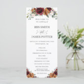 Ivoor Bourgogne Sinaasappel Bloemen Huwelijk Progr Programmakaart (Staand voorkant)