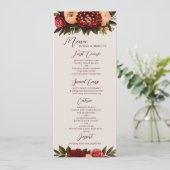 Ivoor & Bourgondië Chrysanthemum Wedding Menu (Staand voorkant)