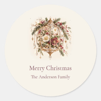 Ivoor Bourgondië Kerst Glasshouse Familienaam Ronde Sticker