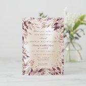 Ivoor Bourgondië Roze Gouden Glitter Bladeren Bloe Kaart (Staand voorkant)