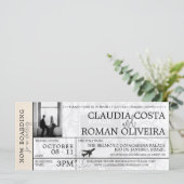 Ivoor Brazilië Bruiloft Boarding Pass Uitnodiging (Staand voorkant)