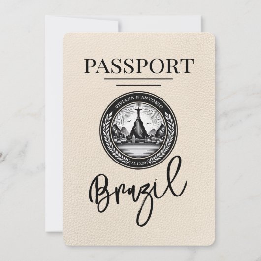 Ivoor Brazilië Paspoort Uitnodiging voor de bruilo (Achterkant)