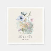 Ivoor Bruiloft Servetten met Blush Waterverf Bloem (Voorkant)