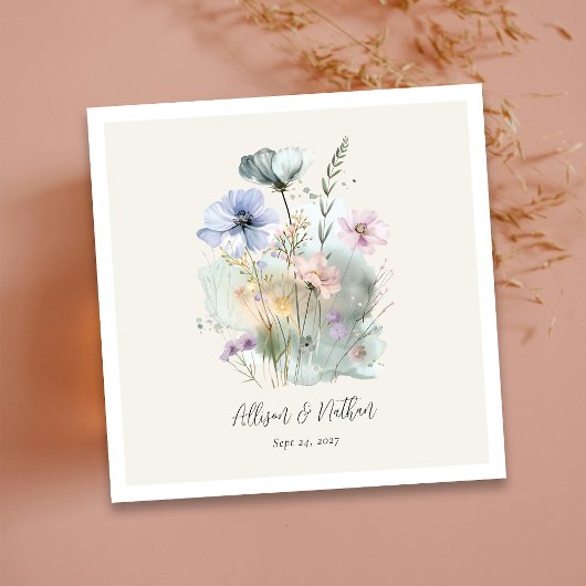 Ivoor Bruiloft Servetten met Blush Waterverf Bloem