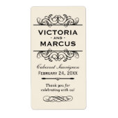 Ivoor Bruiloft Wijnfles Monogram Favoriet Labels (Voorkant)