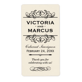 Ivoor Bruiloft Wijnfles Monogram Favoriet Labels