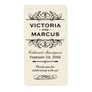 Ivoor Bruiloft Wijnfles Monogram Favoriet Labels