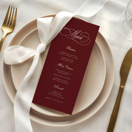Ivoor & Burgundy Oud Geld Esthetisch Retro Huwelij Menu