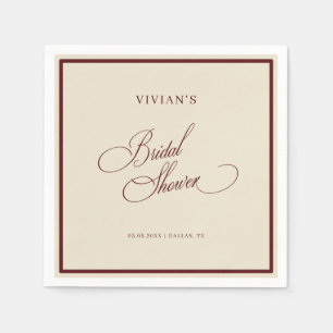 Ivoor & Burgundy Rand Bruidscadeau Servet