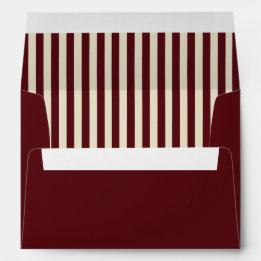 Ivoor & Burgundy Strepen Retro Bruiloft Envelop