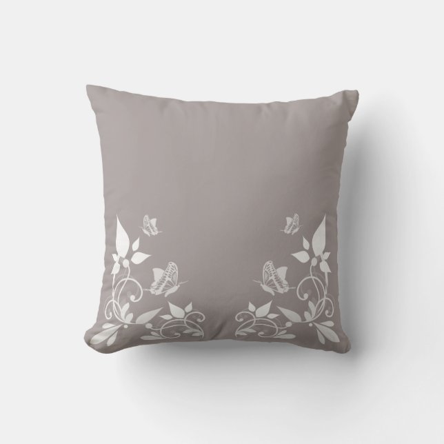 ivoor Butterfly Floral Pillow Kussen (Voorkant)