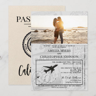 Ivoor California Passport Wedding Kaart