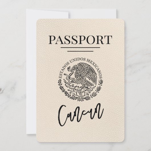 Ivoor Cancun Passport Wedding Kaart (Achterkant)