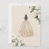  Ivoor Champagne Bloemen Jurk Quinceanera Kaart (Achterkant)
