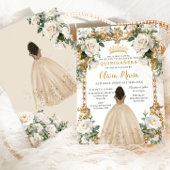  Ivoor Champagne Bloemen Jurk Quinceanera Kaart