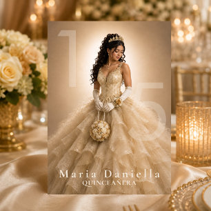 Ivoor Champagne Goud Quinceañera Kaart