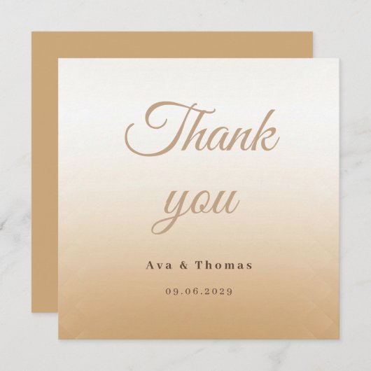 Ivoor Champagne Gradient Wedding Bedankt Card (Voorkant / Achterkant)
