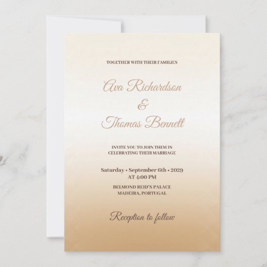 Ivoor Champagne Gradient Wedding Invitation Kaart (Voorkant)