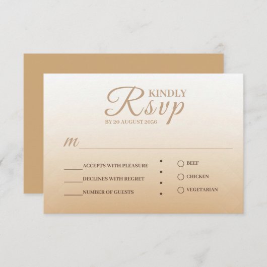 Ivoor Champagne Gradient Wedding RSVP Kaart (Voorkant / Achterkant)