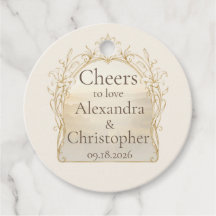 Ivoor Champagne Lelie Trouwfles Favor Tag