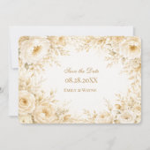 Ivoor Champagne Parel Bloem Bruiloft Save The Date (Voorkant)