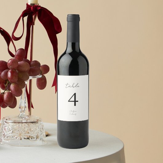 Ivoor | Chic B&W minimalistische bruiloft Wijn Etiket