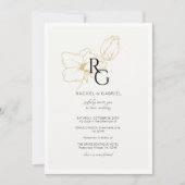 Ivoor | Chic bloemig monogram trouwkaart Save The Date (Voorkant)
