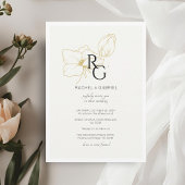 Ivoor | Chic bloemig monogram trouwkaart Save The Date