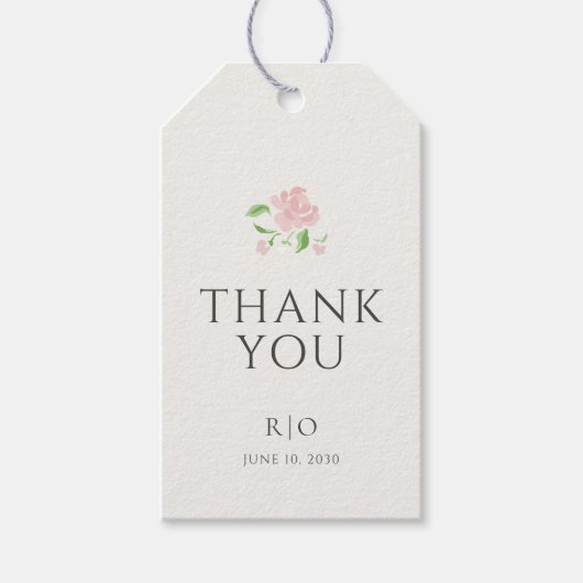 Ivoor | Chic Blush Bloemen Bruiloft Bedankt G Cadeaulabel (Voorkant)
