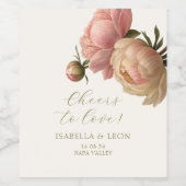 Ivoor | Chic Blush Script Roos bruiloft Wijn Etiket (Enkel label)