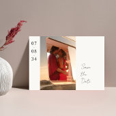 Ivoor | Chic bruiloft foto Sla de datum Briefkaart