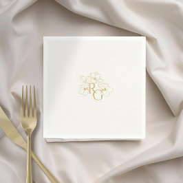 Ivoor | Chic Faux Gold Monogram Huwelijk Servet