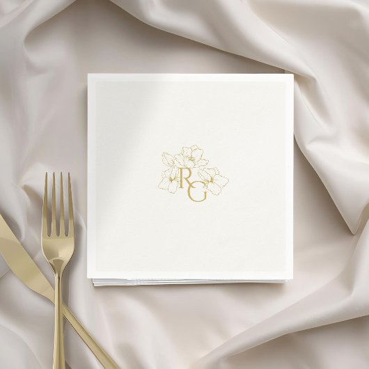 Ivoor | Chic Faux Gold Monogram Huwelijk Servet