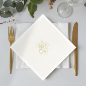 Ivoor | Chic Faux Gold Monogram Huwelijk Servet