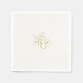 Ivoor | Chic Faux Gold Monogram Huwelijk Servet (Voorkant)