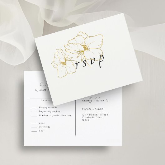 Ivoor | Chic Floral Wedding RSVP Briefkaart