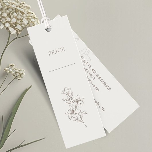 Ivoor | Chic Minimal Floral Prijs Labels Mini Visitekaartjes