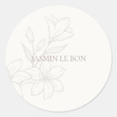 Ivoor | Chic Minimalist Floral Ronde Sticker (Voorkant)
