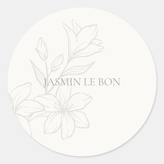 Ivoor | Chic Minimalist Floral Ronde Sticker (Voorkant)