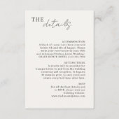 Ivoor | Chic minimalistische bruiloft details Informatiekaartje (Voorkant)