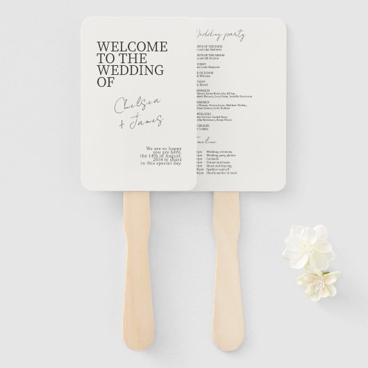 Ivoor | Chic minimalistische bruiloft Handwaaier (Voorkant en achterkant)