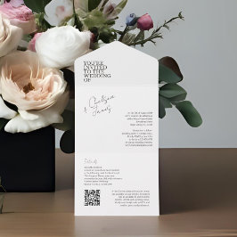 Ivoor | Chic Modern All in One Wedding Uitnodigen Uitnodiging