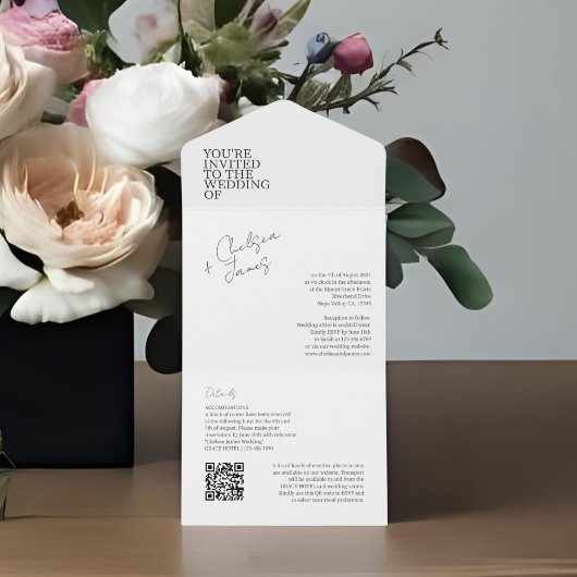 Ivoor | Chic Modern All in One Wedding Uitnodigen Uitnodiging