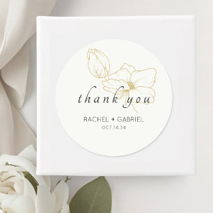 Ivoor Chic Modern Bloemen Huwelijk Ronde Sticker