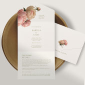 Ivoor | Chic Modern Blush Roos bruiloft All In One Uitnodiging