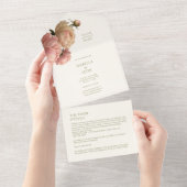 Ivoor | Chic Modern Blush Roos bruiloft All In One Uitnodiging (Afscheurbaar)