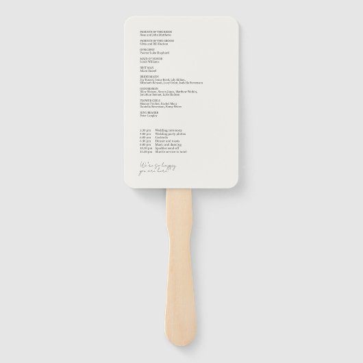 Ivoor | Chic Modern foto bruiloft programma Handwaaier (Achterkant)