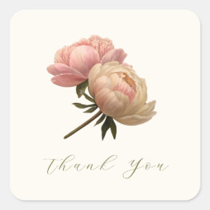 Ivoor Chic Roze Trouw Dank je wel Vierkante Sticker
