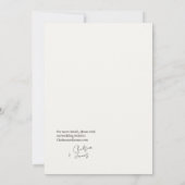 Ivoor | Chic Script Minimalist Wedding Invitation Kaart (Achterkant)