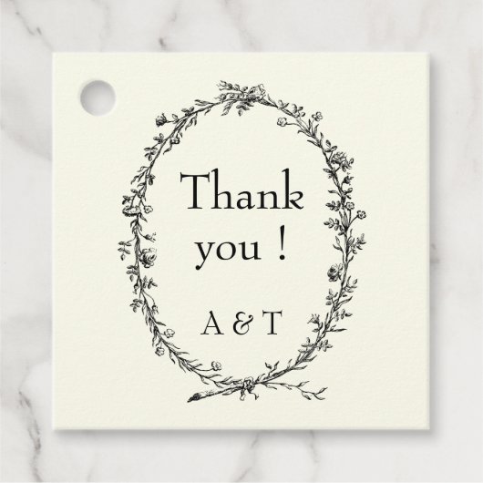 Ivoor chique bruiloft rustieke krans bedankjes labels (Voorkant)